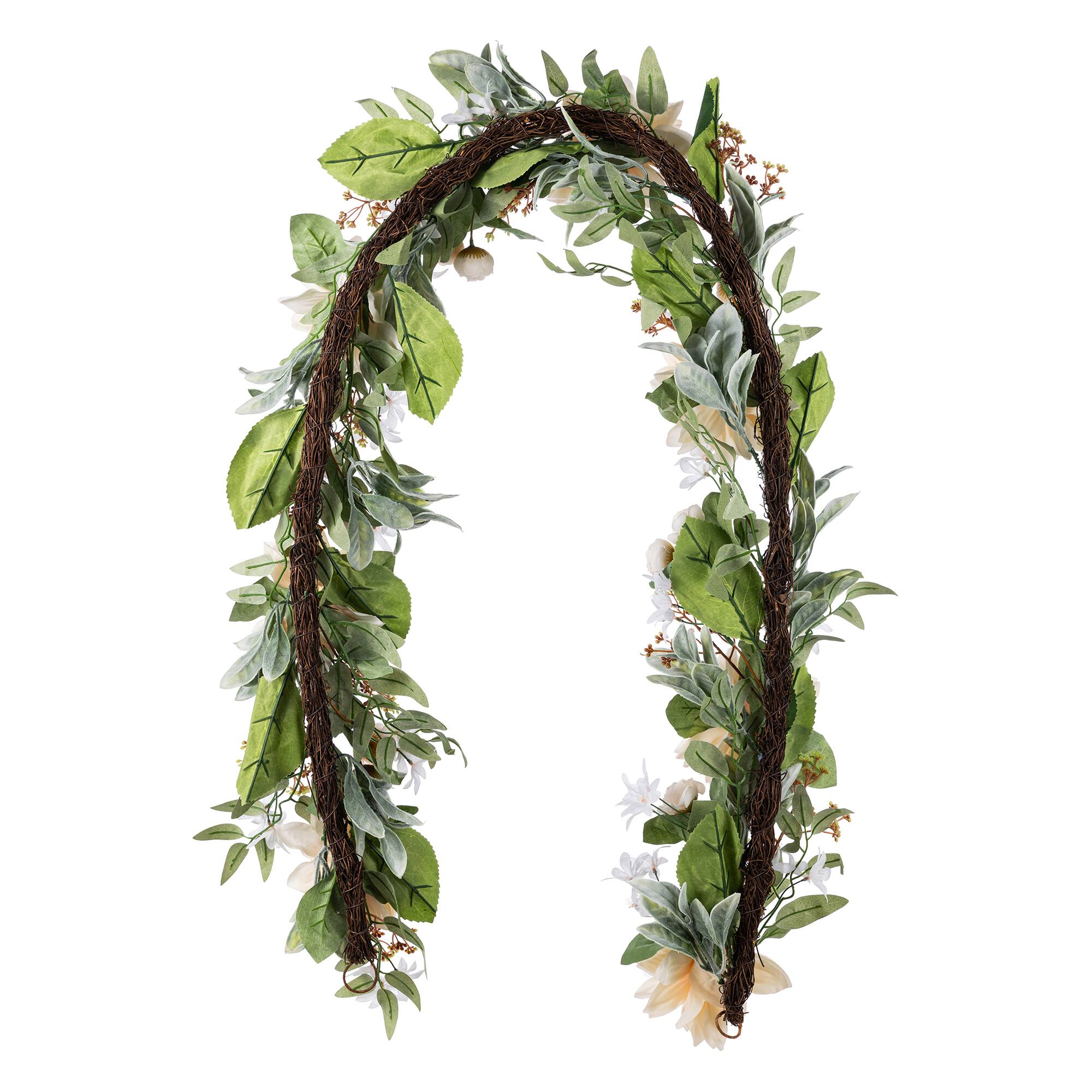 Glitzhome® 6ft. Peach Dahlia Floral Garland